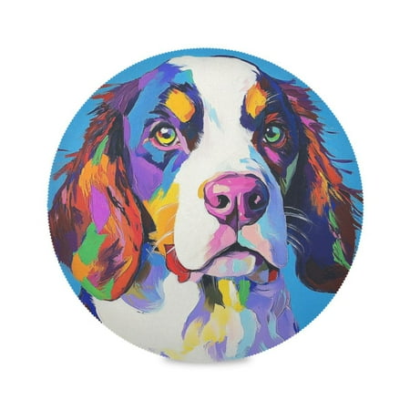 

Round Plate Mat 15.4x15.4 Inchesx4 Placemat Table Mat Kitchen Mat Coffee Mat Fabric Thick Strong Wear-Resistant Heat Resistance Oil Painting Pretty Dog