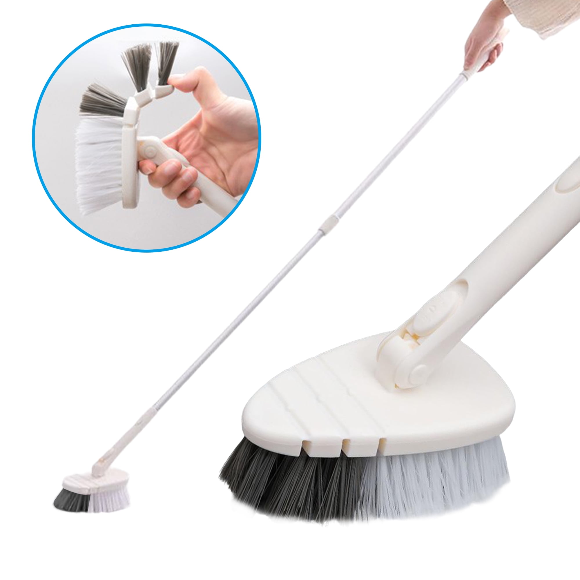 Tub Tile Scrubber Brush, 2 Pack Grout Brush with Long Handle, Swivel