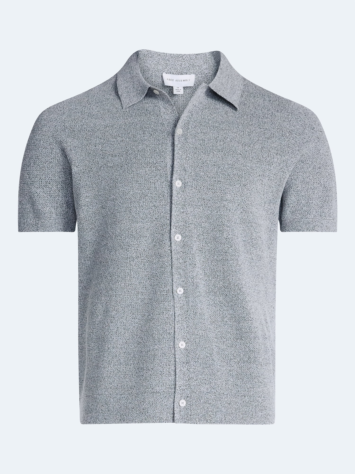 Free Assembly Men's Button Front Marled Sweater with Short Sleeves, Sizes S-3XL