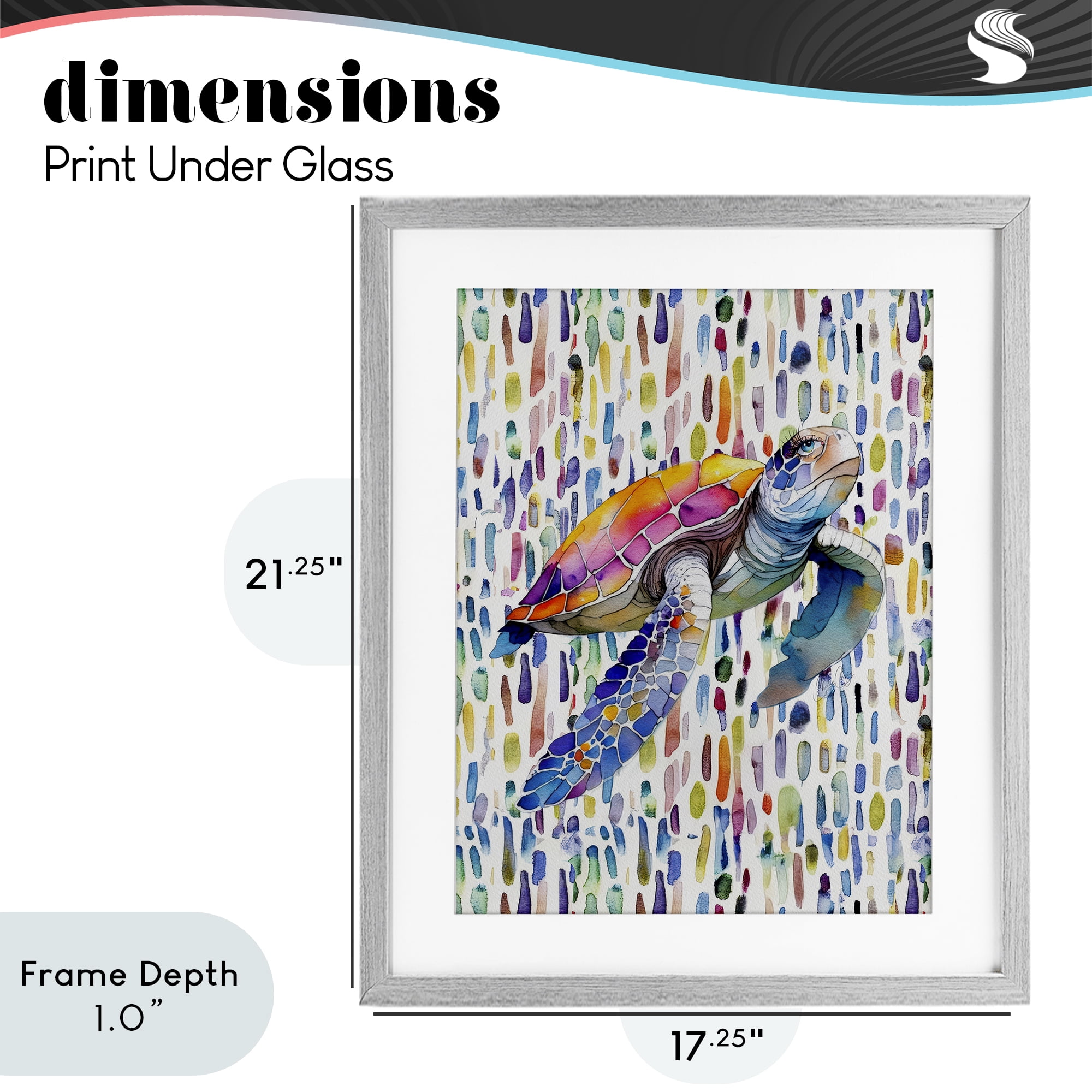 Stupell Industries Turtle on Colorful Dots Gray Framed Print Under Glass, design by Shelly Craig