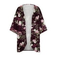 thumbnail image 4 of New Arrivals AXXD Women'S Swimwear Cover Ups Floral Print Puff Sleeve Kimono Cardigan Loose Chiffon Cover Up Tops, 4 of 5