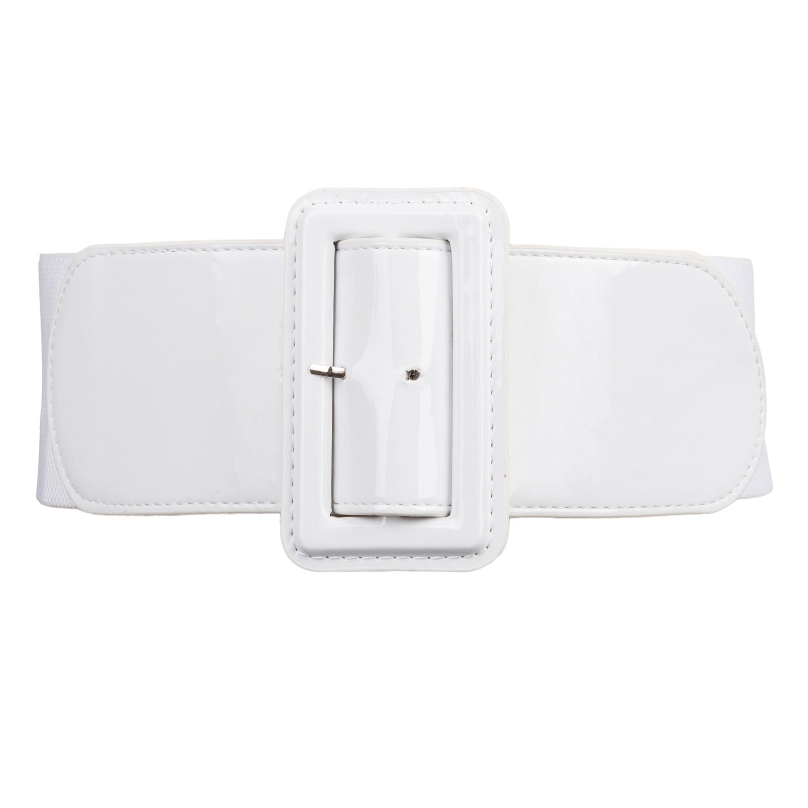 Lady Women's Cinch Elasticated Waist Belt Silver Buckle Wide Stretch Waist Belts 