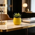 thumbnail image 6 of Mini Plants Pot,Marble Grain Plantser Resin Plastic Small Foliage Container Desktop Greenery,Balcony Potted,Indoor Plants Decor,2.76x2.76x2.1 Inch,Yellow, 6 of 7