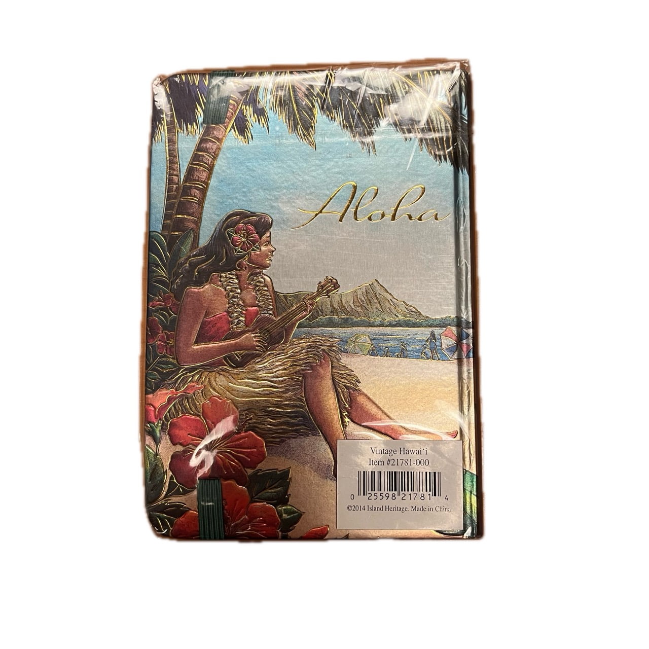 Island Heritage Foil Notebook with Elastic Band, Vintage Hawaii Small