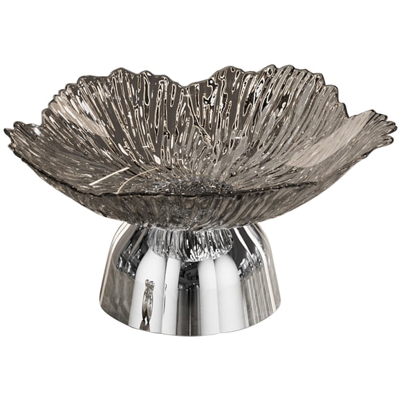 BINGLI Pedestal Fruit Bowl, Snack Storage Holder, Fruit Tray, Dessert Display Stand, Decorative for Living Room Kitchen Home with Silver Base Light Ashy