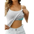 thumbnail image 2 of Baberdicy Women's Padded Camisoles Built in Shelf Bra Adjustable Spaghetti Strap Casual Layering Tank Tops, Grey Xl, 2 of 4