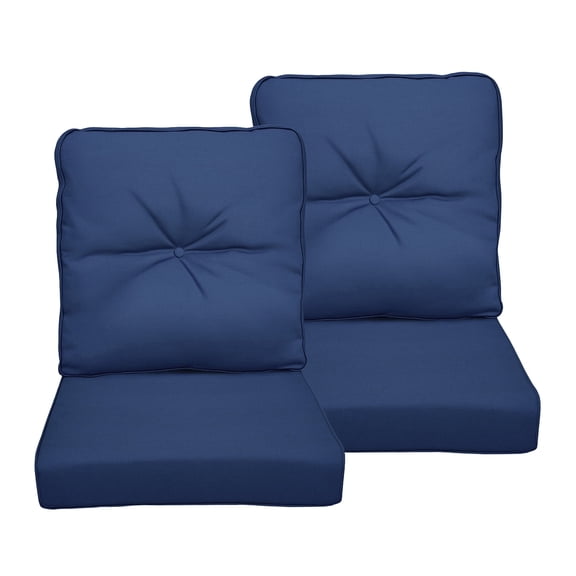 ATR ART to REAL 2PCS Outdoor Chair Deep Seat Cushion Set,Patio Lawn Chair Cushions,22" x 24" x 4.3",Waterproof & Fade Resistant,Navy Blue