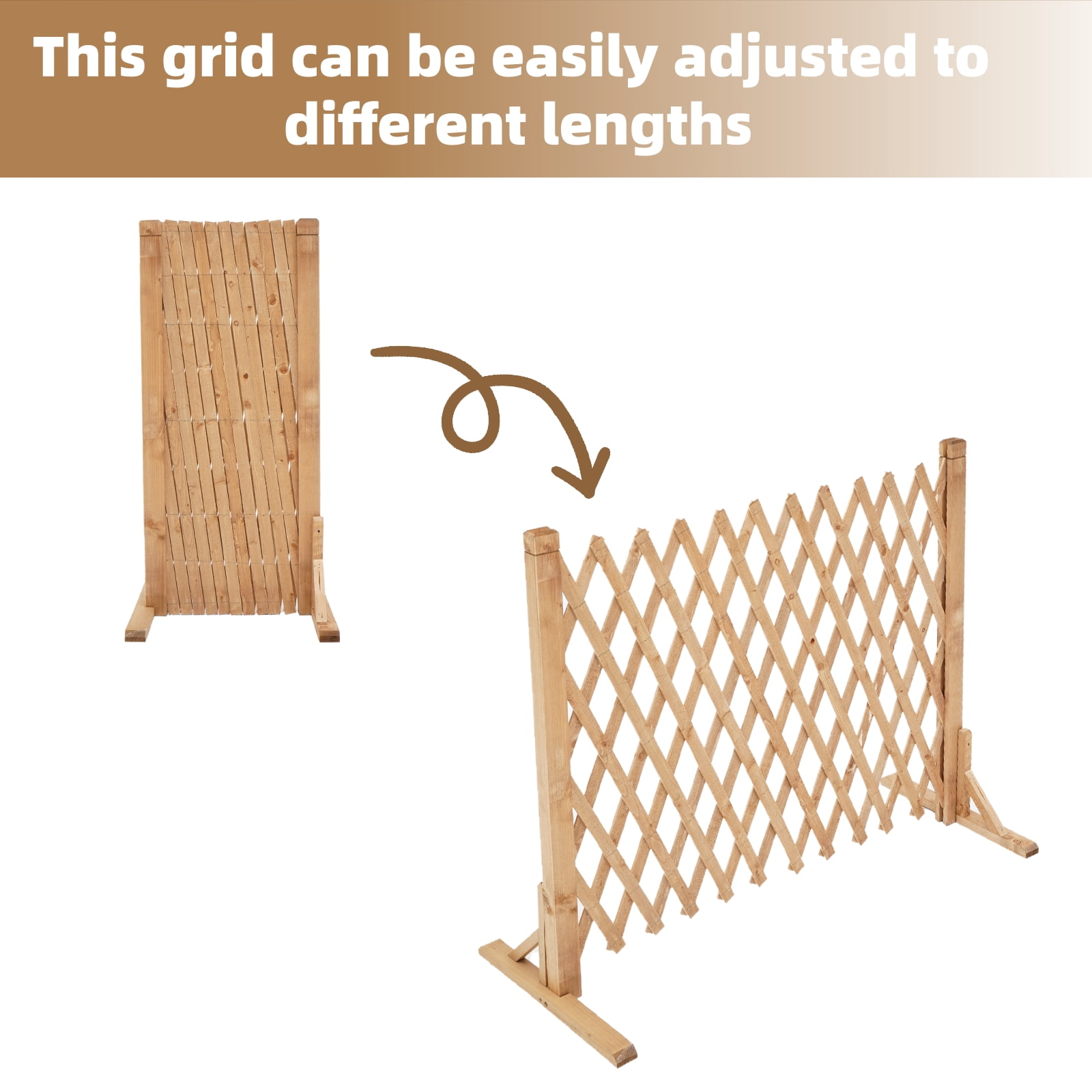 IAJXWI 28" x 63" Extendable Instant Wood Fence, Pet Gate Retractable Fences Barrier Section Partition for Home Garden Indoor Outdoor Yard, 2 pack