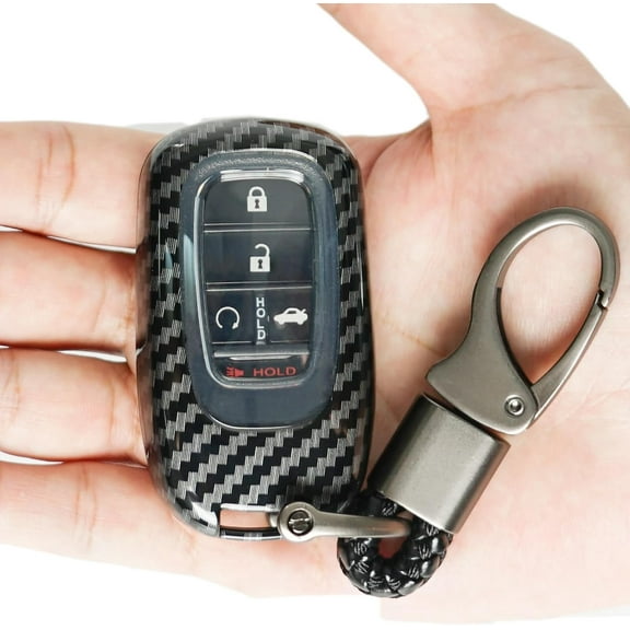 For Honda Key Fob Cover,Premium Hard ABS Carbon Fiber Pattern Key Fob Case for 2022 2023 2024 Honda Civic, Accord, Pilot, CR-V, XR-V, HR-V, City, with Keychain