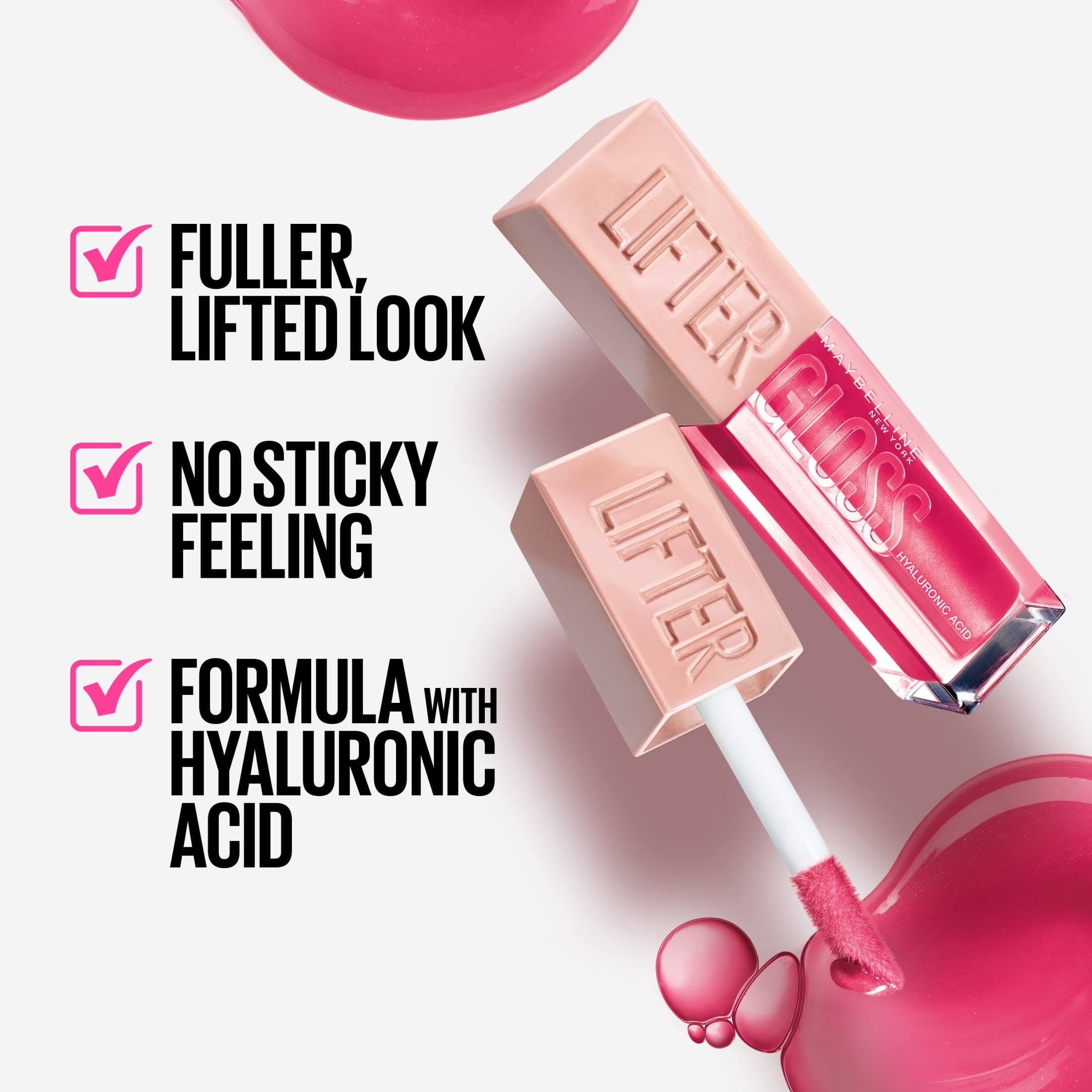 (2 pack) Maybelline Lifter Gloss Lip Gloss Makeup With Hyaluronic Acid, Peach Ring, 0.18 fl oz