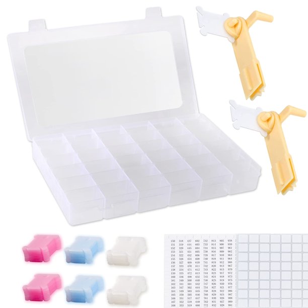 Caja organizadora de hilo dental para bordar Epell con enrollador de bobinas y 120 bobinas