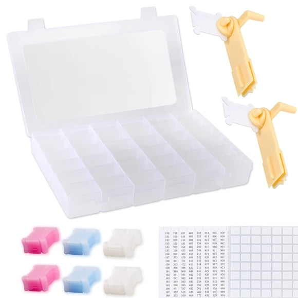 Caja organizadora de hilo dental para bordar Epell con enrollador de bobinas y 120 bobinas