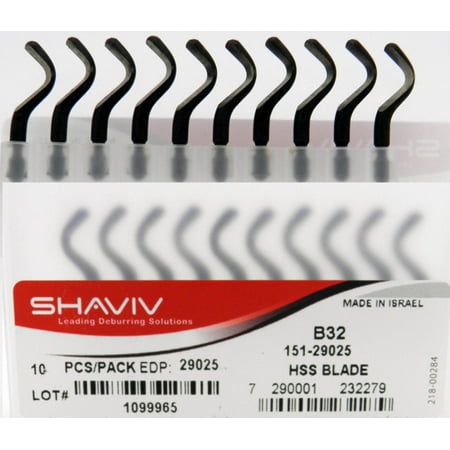 

B32 HSS Hooked Deburring Blade for Brass Cast Iron & Plastic for Bi-Directional Use Pack of Shaviv 29025