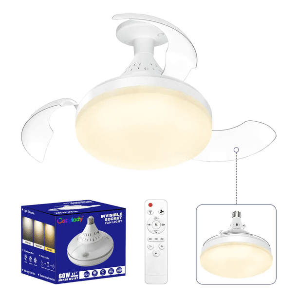 Lamparas De Techo Con Ventilador Luz Led Moderna 60w E27 Lamparas Colgantes Xtellar blanco