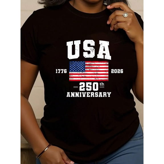 4th of July America US Flag Patriotic 250th Anniversary USA T-Shirt