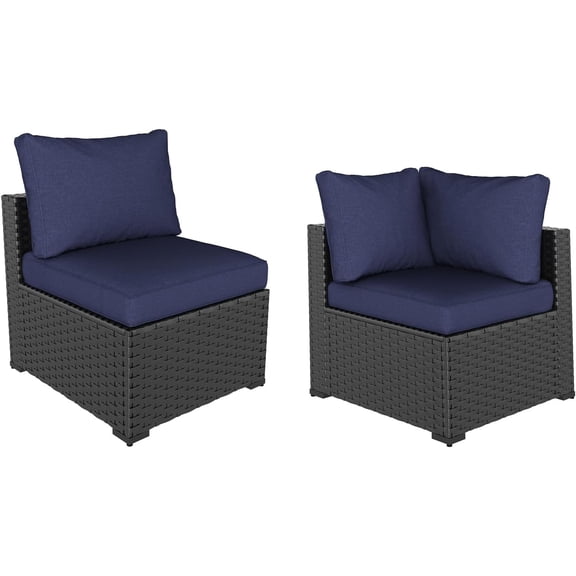 Aoxun 2 Piece Patio Furniture Set, Single Sofa and Corner Sofa, Bule