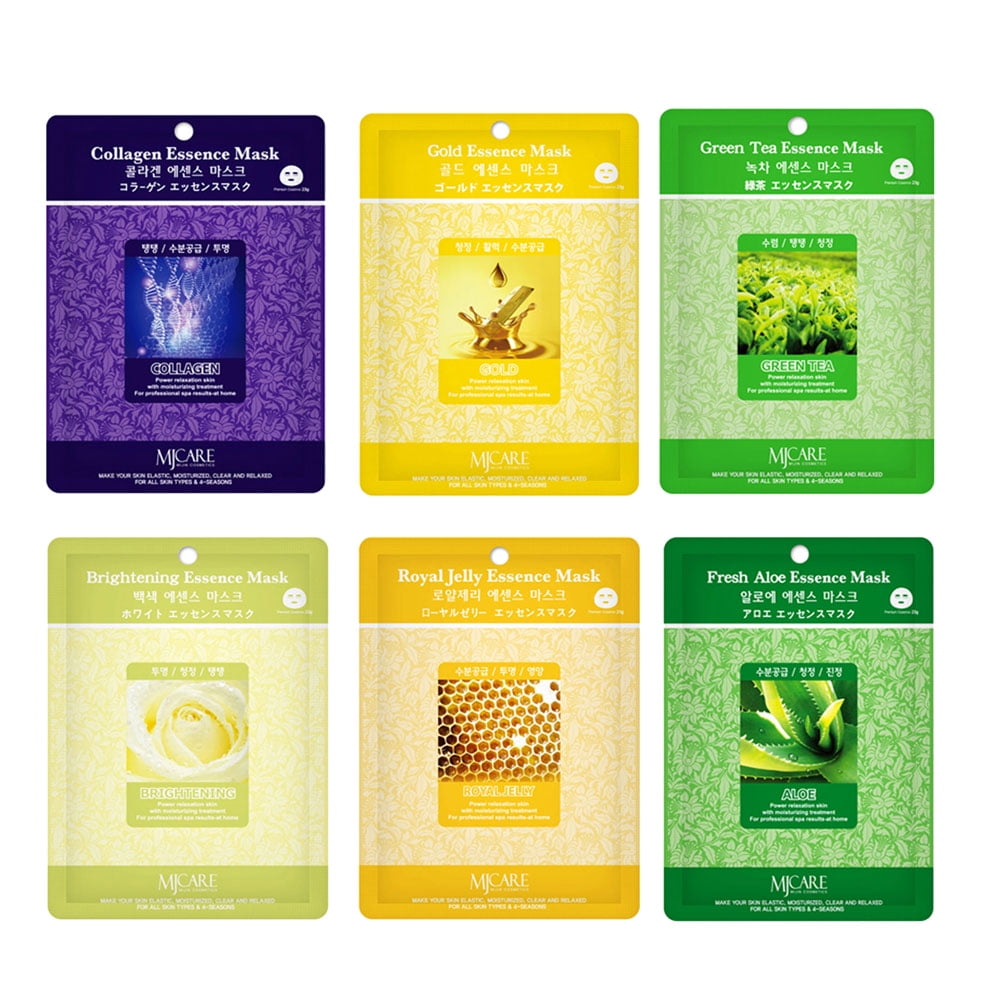 Skin Care Treatment Mask Pack Collagen, Gold, Brightening, Aloe, Green