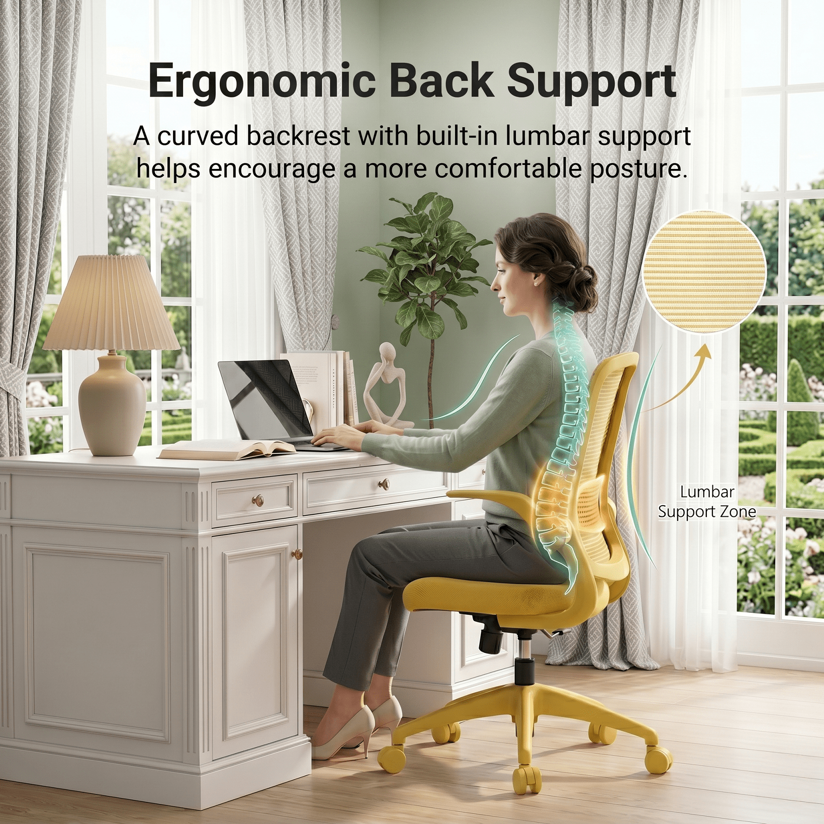 Homy Casa Flip-Up Armrest Mesh Office Chair, Ergonomic Swivel Desk Chair for Home Office