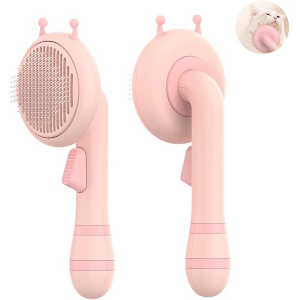 Cepillo para pulir con autolimpieza para mascotas , para perros y gatos de pelo largo o corto (1 pieza rosa)