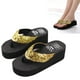 thumbnail image 5 of EeaseMX Sandalias de plataforma con purpurina para mujer, sandalias brillantes con tiras, tacón de cuña antideslizante, talla 39 (doradas), 5 of 7