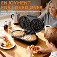 thumbnail image 3 of Double Belgian Waffle Maker Thick, 2 X 6” Round Waffle Maker, Belgium Waffle Iron,  with Non-stick Plates, 1200W, Perfect for Kids & Family Breakfast, Graphite, 3 of 6