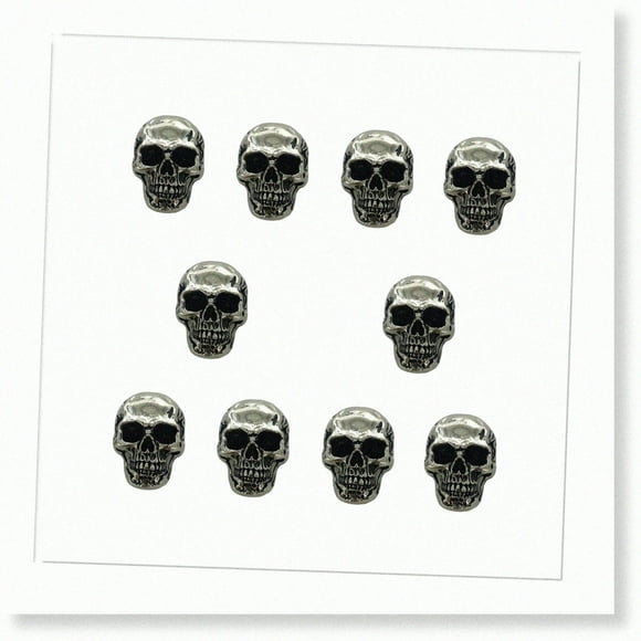 SkullCraft 10PCS Decorative Buckle Conchos - DIY Antique Silver Skull Head Embellishments for Leather Bags & Belts