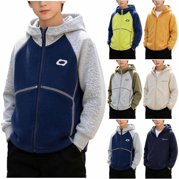 DJDLJWCJ Teen Boys Zip Up Hoodie 2-12 Relaxed Fit Long Sleeve Sweatshirt Lightweight Full Zipper Jacket Gray Size 9