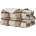 thumbnail image 2 of Mina Victory Faux Fur Plaid Curly Sherpa Brown Throws, 50" x 60", 2 of 4