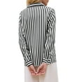thumbnail image 3 of INSPIRE CHIC Women's Satin Striped Shirt Button Down Long Sleeve Office Blouse S Black White, 3 of 5
