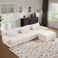 thumbnail image 2 of Muumblus Modular Sectional Sofa with Movable Ottoman, Oversized L-Shaped Cloud Sofa with Chaise, Boneless Deep Seat Living Room Couch, Beige Chenille, 2 of 12