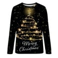 thumbnail image 4 of Savings Fall ClothesChristmas Sweatshirts for Women Printed Crewneck Long Sleeve Casual Sweater Ladies Winter Loose Blouses (M, C Black), 4 of 4