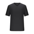 thumbnail image 3 of Ohufall Men's Short Sleeve T Shirt Casual Solid Color V-Neck Tops Tee Shirts Fitness Workout Pullover Shirts with Pocket, 3 of 5