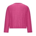 thumbnail image 6 of Girls Sequin Jacket Sparkly Glitter Open Front Cropped Blazer Lightweight 3/4 Length Sleeve Jacket Hot Pink 170, 6 of 7