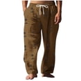 thumbnail image 2 of Pantalones largos para hombre, cintura elástica, transpirables, cómodos, suaves, informales, de playa, de poliéster., 2 of 5