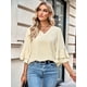 thumbnail image 3 of Blusa de mujer, elegante escote en V, mangas 3/4, blusas casuales, tops tipo túnica, 3 of 5