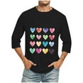 thumbnail image 2 of Jinhomg Mens Fashion Graphic Tees Funny Valentine's Day Love Heart T-Shirt Big and Tall Casual 3/4 Sleeve Spring Summer Tee Shirts Spring Summer Tops Black L, 2 of 5