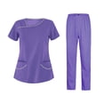 thumbnail image 2 of Conjunto de uniformes para mujer, pantalones superiores de enfermera, trajes de trabajo de médico, ropa cómoda para el de mascotas, SPA, Púrpura Macarena Pantalones médicos de enfermera, 2 of 8
