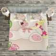 thumbnail image 3 of Ambesonne Birthday Party Quilted Bedspread Set 3 Pcs, Pastel Teddy Bears, Queen Size, Pale Pink, 3 of 3