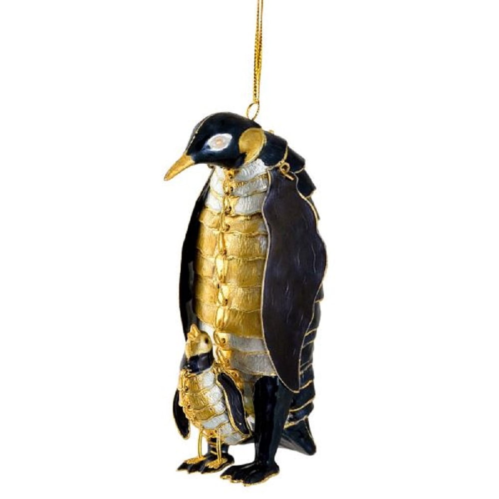 Penguin Family Articulated Cloisonne Metal Christmas Tree Ornament Bird Animal