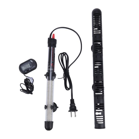 EeaseMX Calentador sumergible para acuario de 300 W con enchufe estadounidense, varilla calefactora y termómetro digital LED (enchufe estadounidense)
