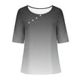 thumbnail image 4 of ShomPort Trendy Gradient Tops for Women Summer Vintage Button Blouses Round Neck Short Sleeve T-Shirts, 4 of 5