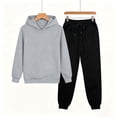 thumbnail image 5 of OVAFBAU Boys Girls Long Sleeve Hoodie Shirts Set Boys Girls Solid Hooded Long Sleeve Pullover Jogger Pants Set Outfits Set, 5 of 6