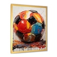 thumbnail image 2 of Designart "Soccer Ball in Red and Orange" Sports Framed Wall Art - Modern Red Soccer Bedroom Framed Canvas Wall Art, 2 of 6