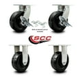 thumbnail image 2 of 8 Inch Heavy Duty Phenolic Wheel Caster Set 2 Swivel Lock and Brake 2 Rigid SCC, 2 of 2