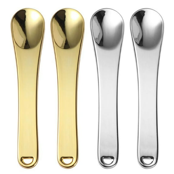 SPRING PARK 4Pcs Metal Makeup Spatula, Mini Spoon, Beauty Scoop For Facial Cosmetic, Face