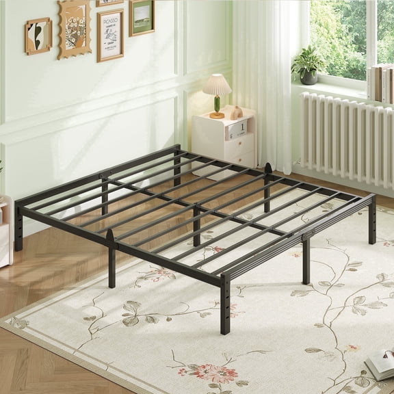 Siblance 12 inch Queen Metal Platform Bed Frame, Heavy Duty, No Box Spring, Noise Free, Easy Assembly, Black