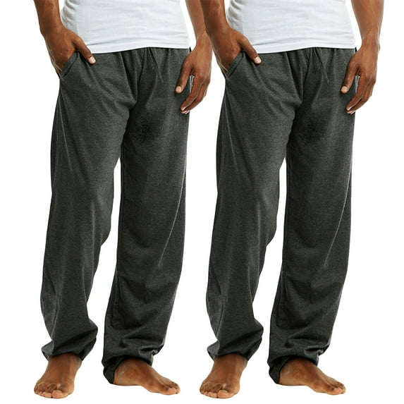 Men's Knitted Pajama Sweat Pants with Drawstring (Charcoal, L)