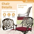 thumbnail image 5 of 9-Piece Patio Furniture Dining Set, Cast Aluminum Outdoor Conversation Set- 61" Round Patio Dining Table with Detachable Lazy Susan & 8 Cushioned Swivel Rocker, Umbrella Hole, Chili Red, 5 of 7