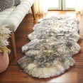 thumbnail image 2 of SAFAVIEH Sheep Skin Tiana Animal Runner Rug, Ivory/Smoke Grey, 2' x 8'5", 2 of 10