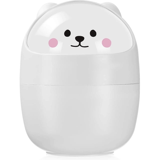 Waste Basket Can Go Basket Cute Small Waste Basket For Kids Room Decorative(White)